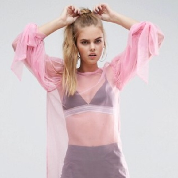 Mesh Top with Exaggerated Bow Sleeves - Picture 4 of 8